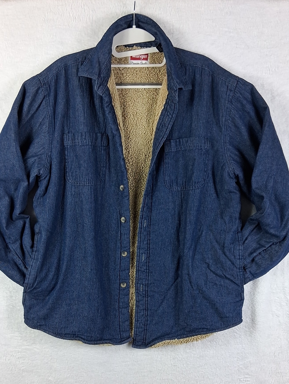 Wrangler Dark Blue Denim Sherpa-Lined Shirt Jacket